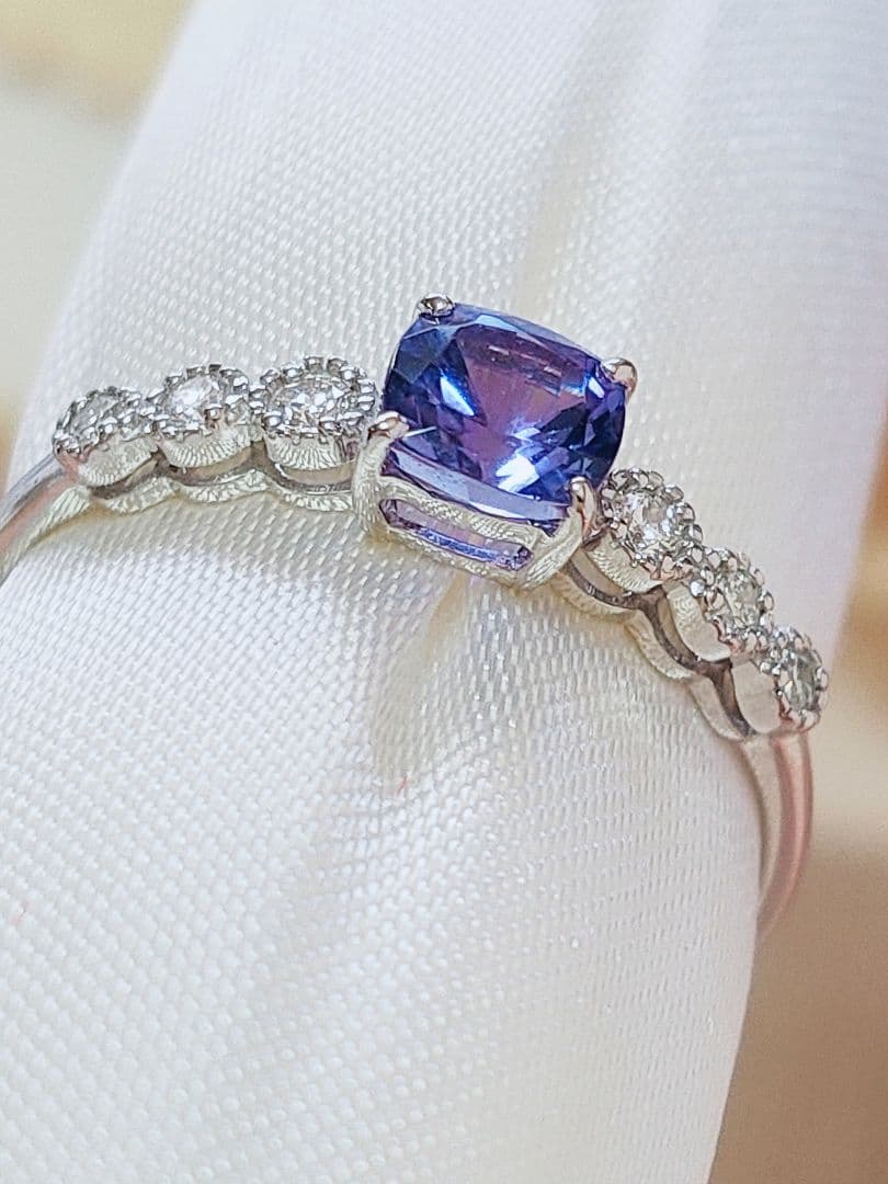 未使用品 pt900 天然タンザナイト ダイヤモンド リング