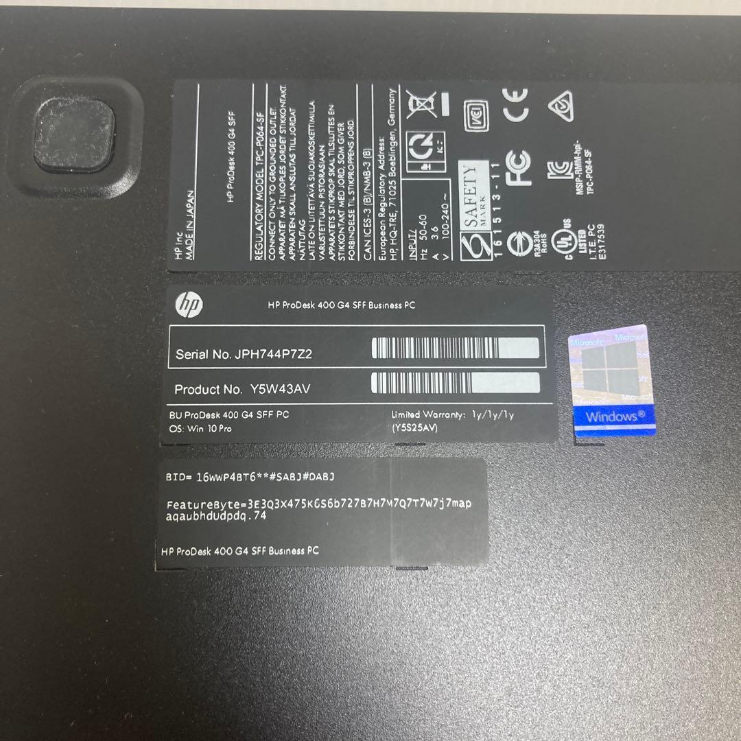 Windowsデスクトップ HP ProDesk 400 G4 SF /Quadro P600