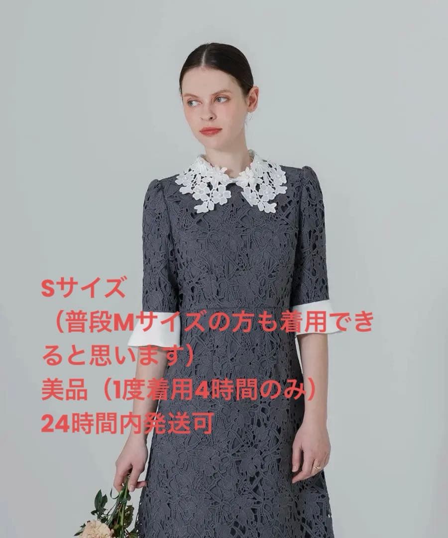 【Sサイズ】Leja 花柄レースカラースパンコールAラインワンピース