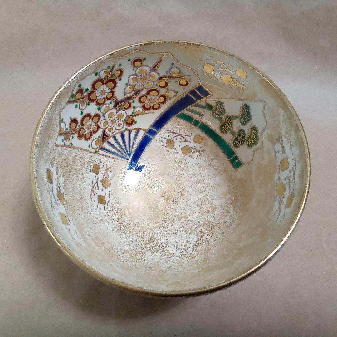 抹茶茶碗　亰焼　金砂子扇面