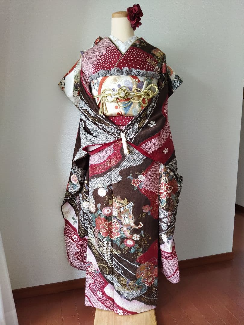 riy＊様　434.練習用にも！　振袖と袋帯2点セット　正絹　フルセット　成人式