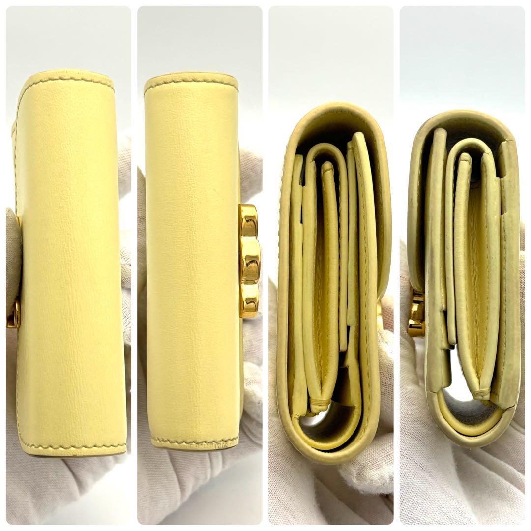 ☆保存袋付☆極美品☆セリーヌ 財布 スモールフラップウォレット トリオンフ 黄色