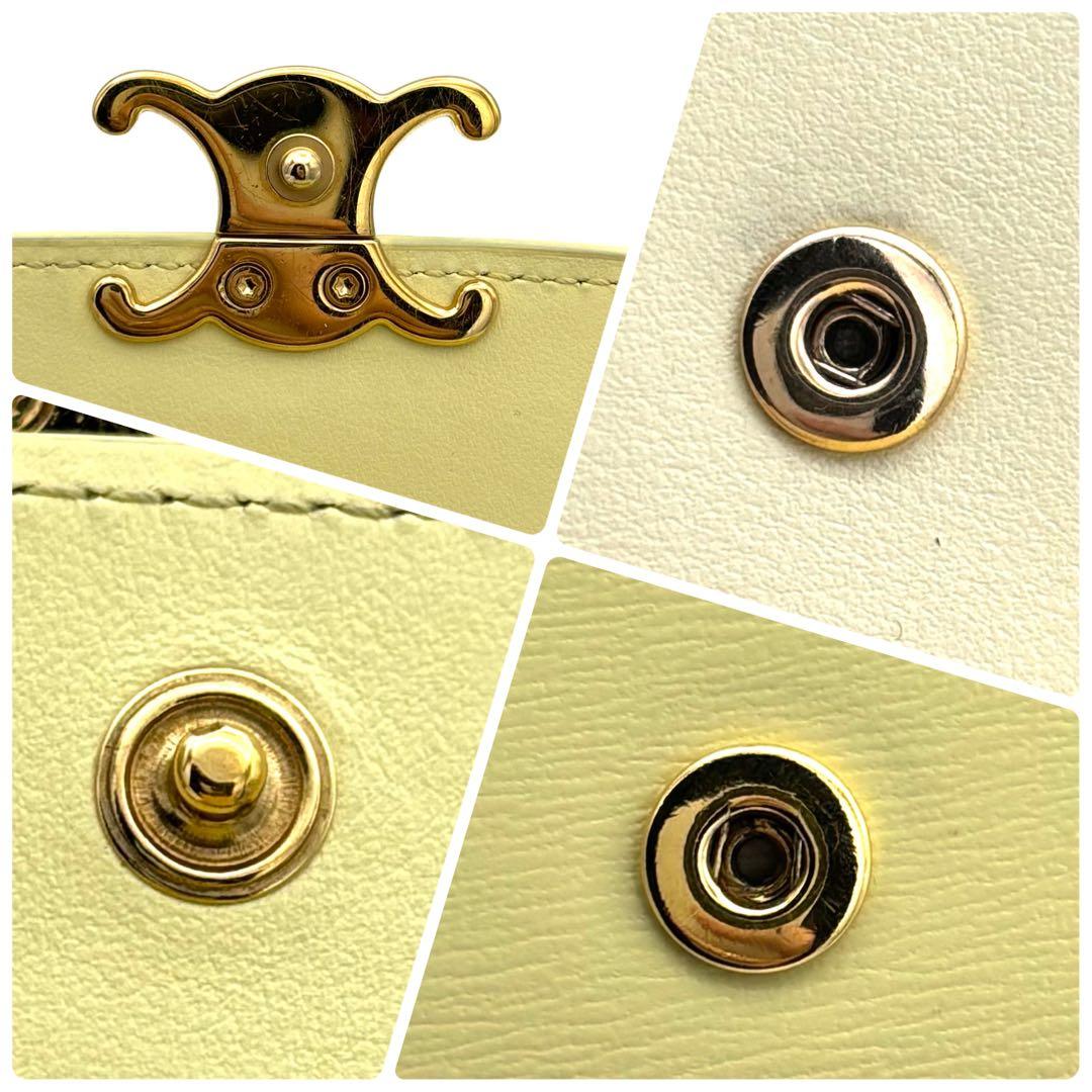 ☆保存袋付☆極美品☆セリーヌ 財布 スモールフラップウォレット トリオンフ 黄色