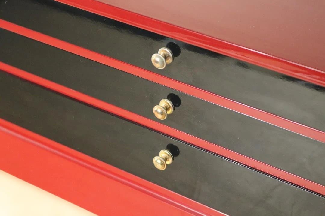 漆 島安 木製 レターケース 3段 引出し 書類ケース 卓上収納 工芸品