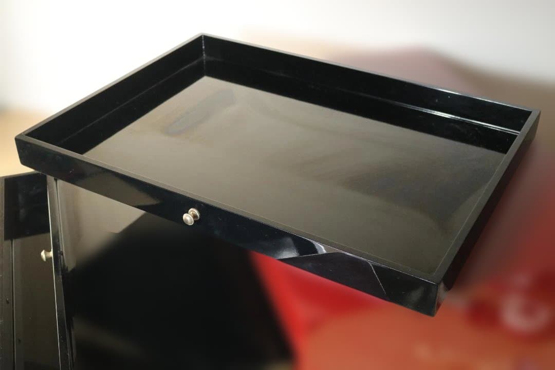 漆 島安 木製 レターケース 3段 引出し 書類ケース 卓上収納 工芸品