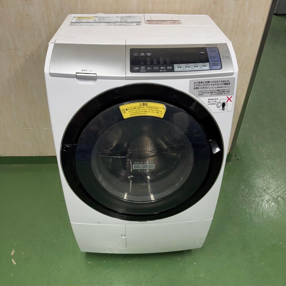 113 日立　ドラム式洗濯機　乾燥付　11/6kg 小型　一人暮らし　左開き