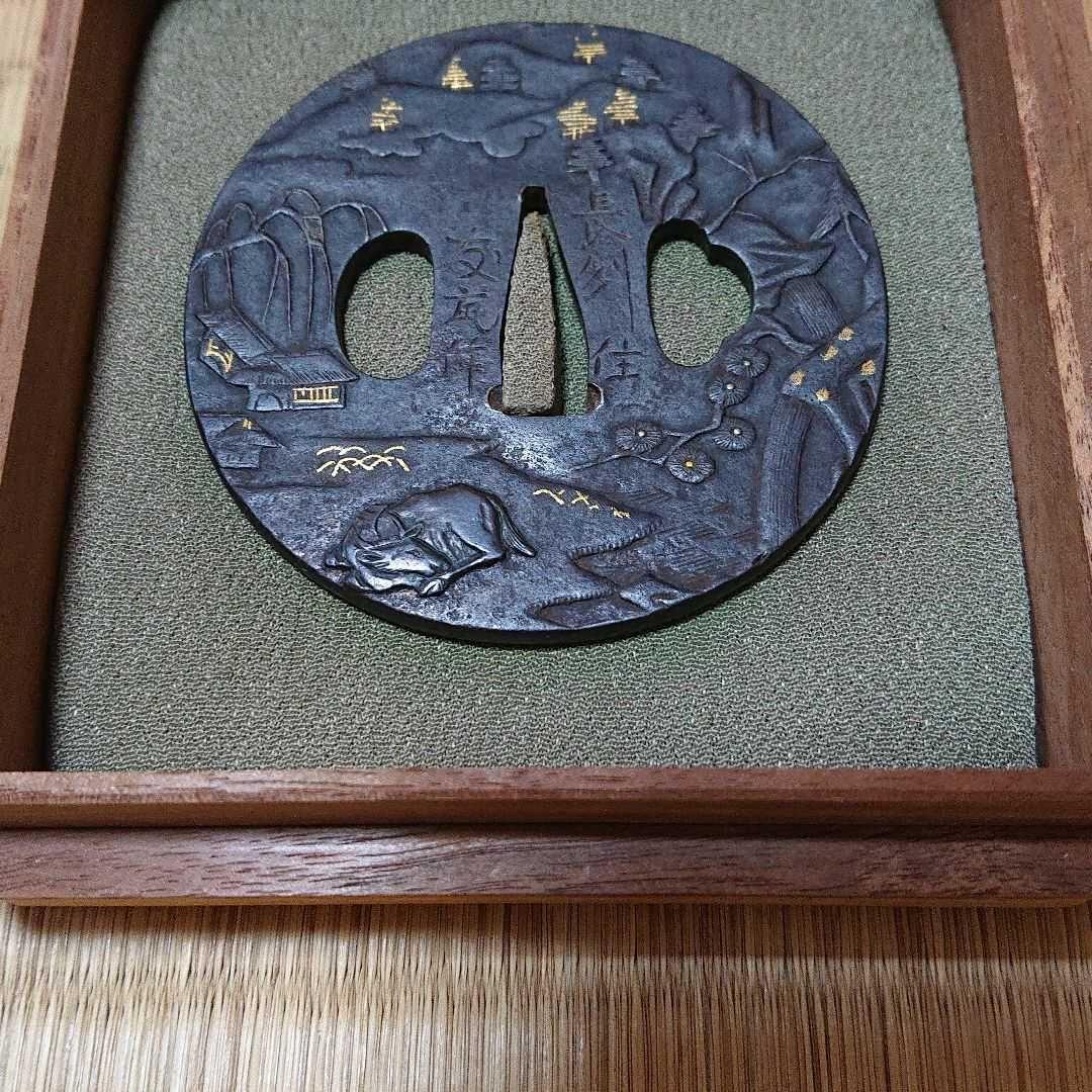 【在銘作】長州住友風作　山村図鐔