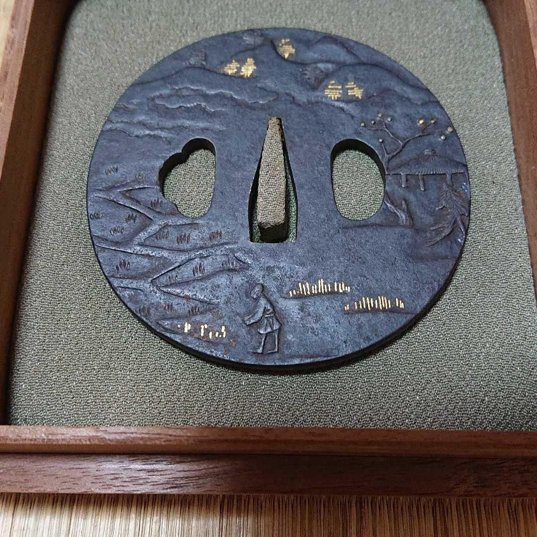 【在銘作】長州住友風作　山村図鐔