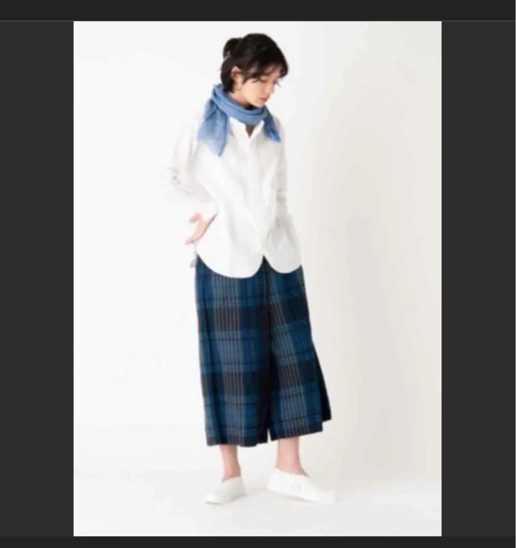 最終値下げ　plantation　waveチェック　ワイドパンツ