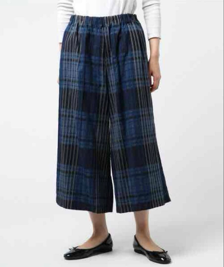 最終値下げ　plantation　waveチェック　ワイドパンツ