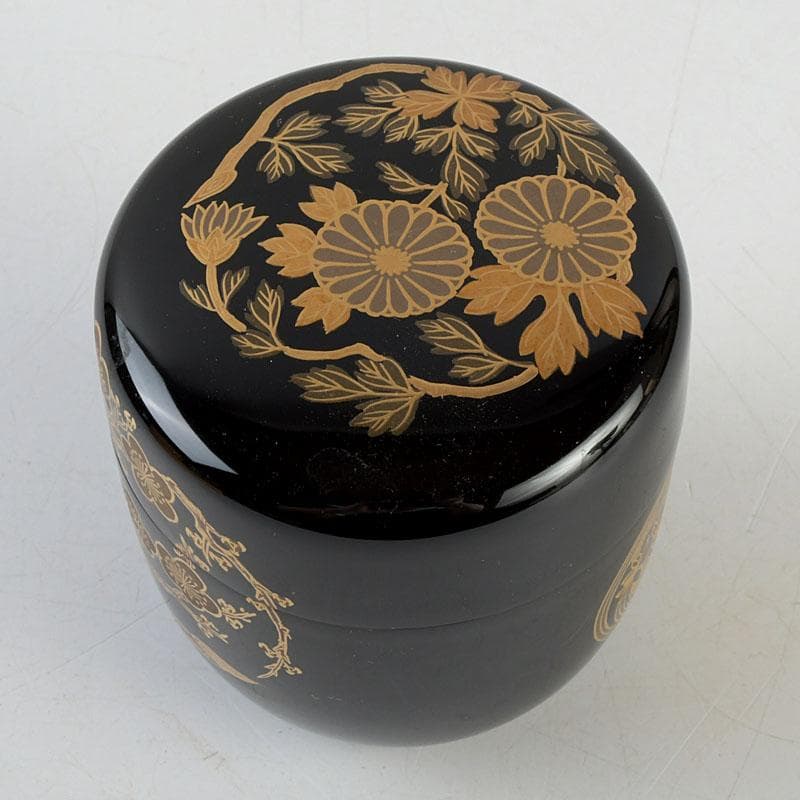 茶道具　宗祥作　四君子蒔絵　中棗　共箱　V　9325