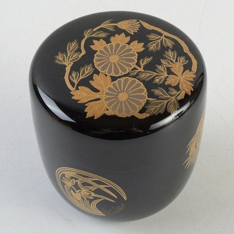 茶道具　宗祥作　四君子蒔絵　中棗　共箱　V　9325