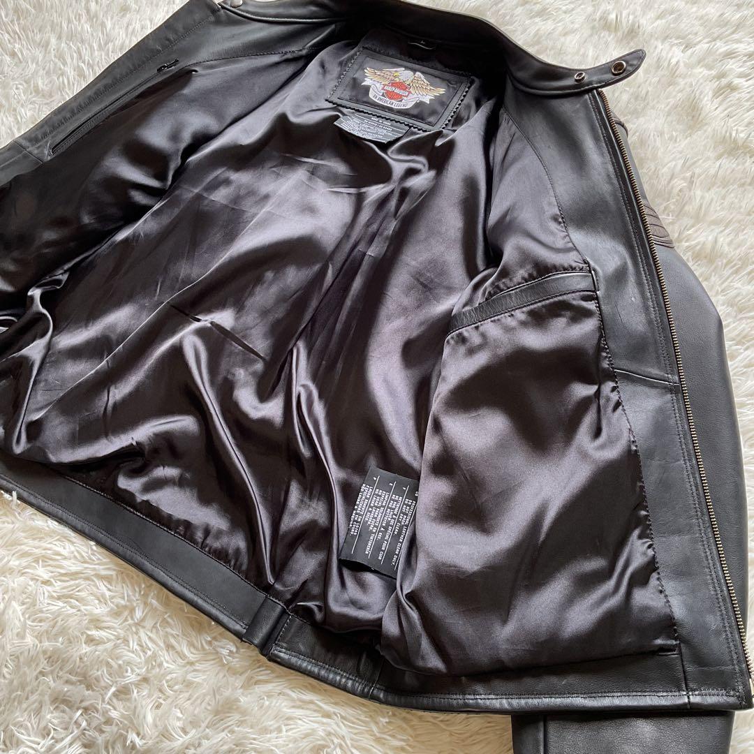 美品✨ハーレーダビッドソン　レザージャケット　シングルライダース　本革　ブラック