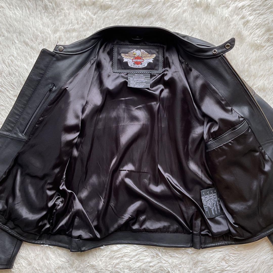 美品✨ハーレーダビッドソン　レザージャケット　シングルライダース　本革　ブラック