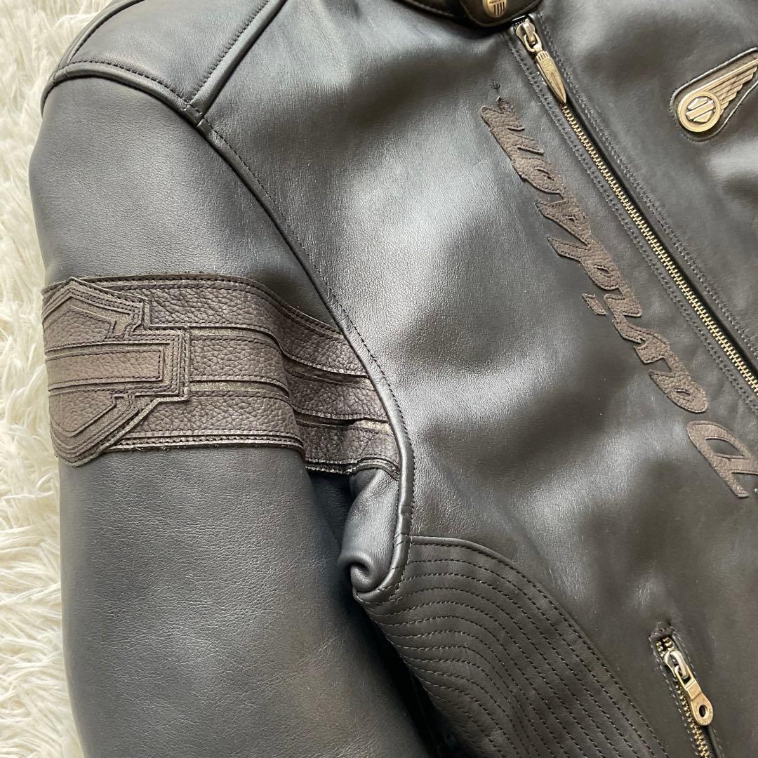 美品✨ハーレーダビッドソン　レザージャケット　シングルライダース　本革　ブラック