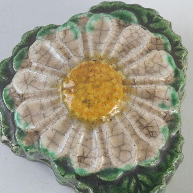 茶道具　交趾焼　六兵衛　菊花　香合　時代箱　V　9682