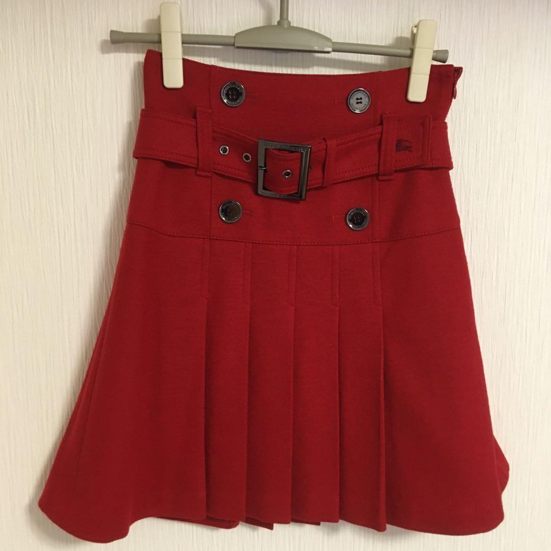 BURBERRY ブルーレーベル 赤 プリーツスカート 38
