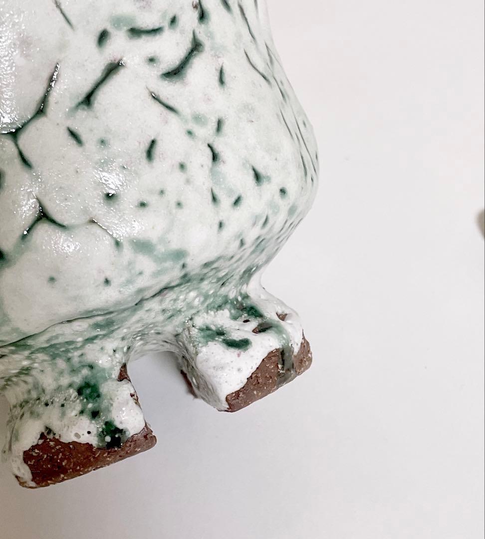 萩焼　山根清玩　鬼萩　緑　割高台　新品　光彩庵　抹茶碗　陶器