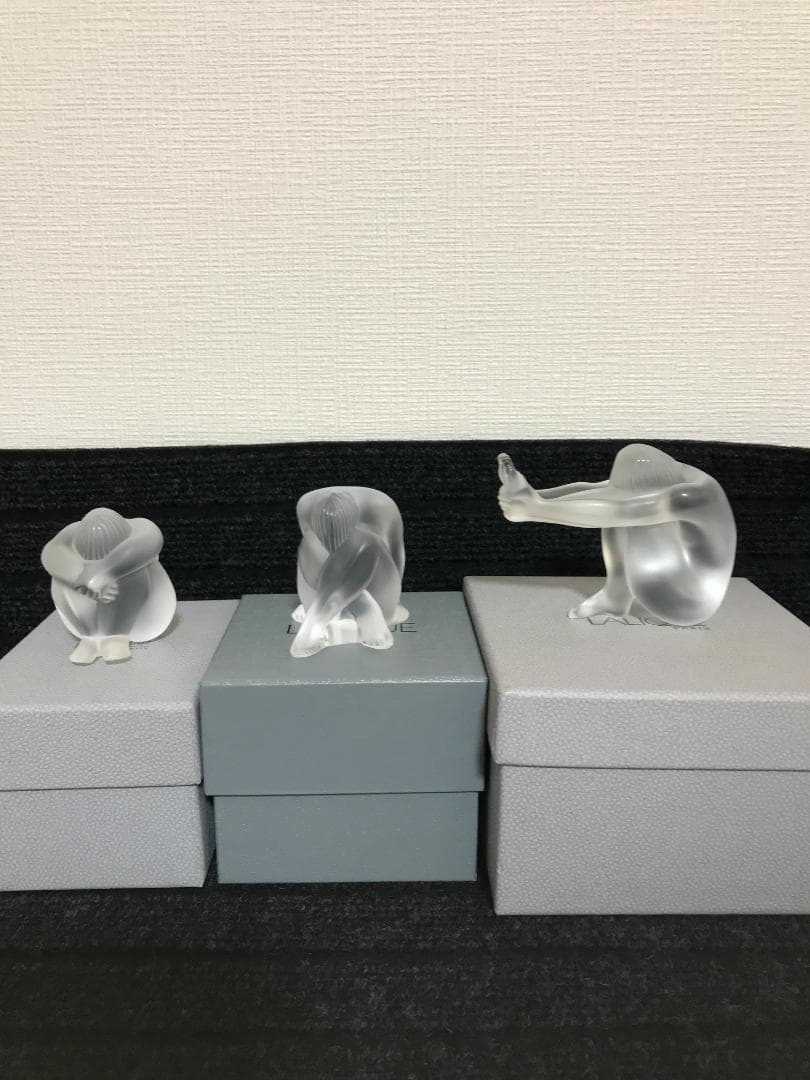 LALIQUE　ラリック　クリア像3点　ナビ　ニューアスィ　ニュータンタシオン