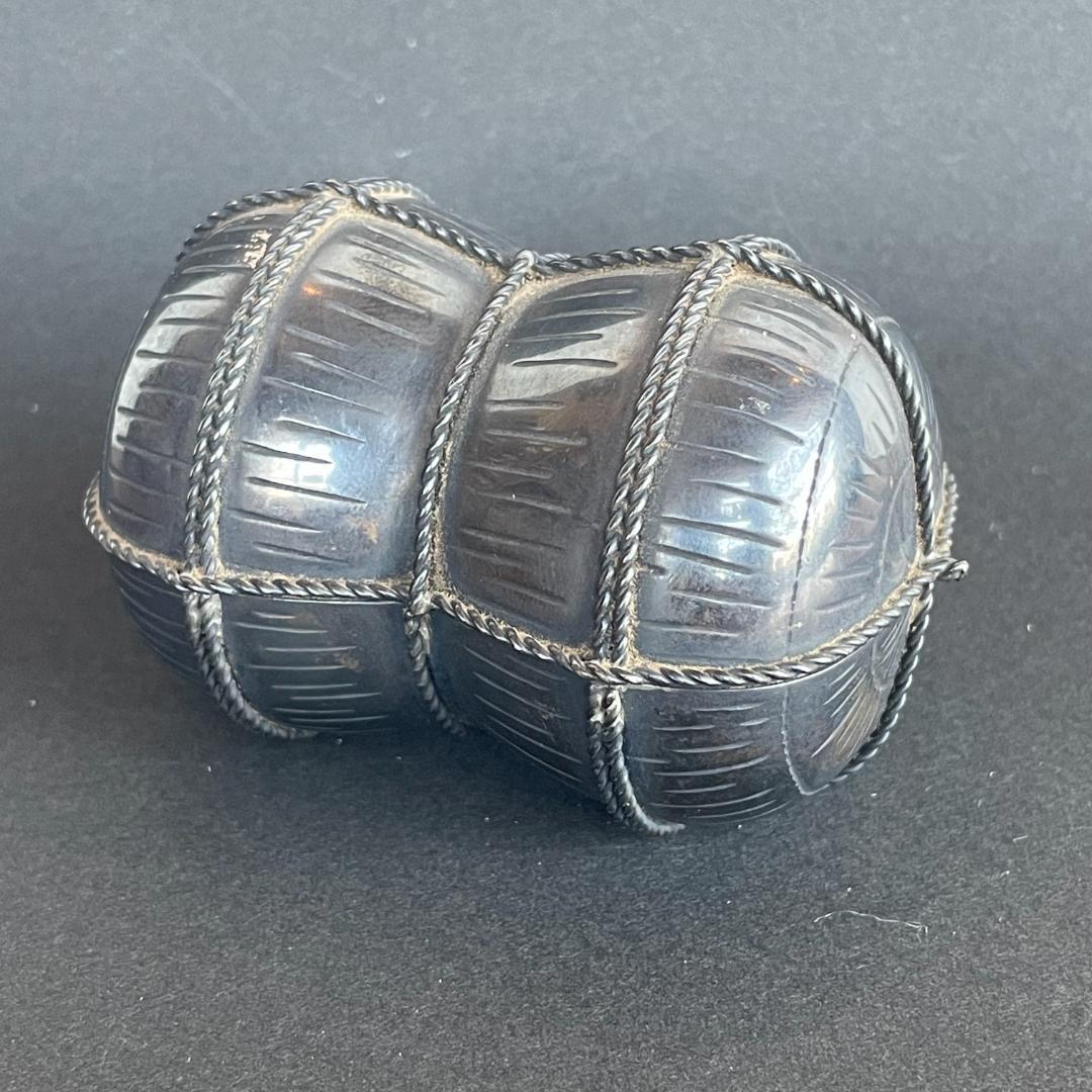 純銀製 米俵 置物 オブジェ 蓋もの 小物入 開閉式 シルバー 109g