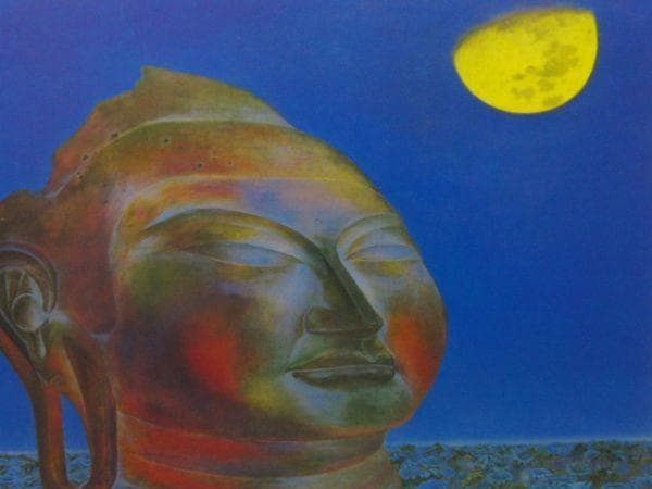 奥谷博、『佛頭』、希少画集より、状態良好、新品木製額・額装付