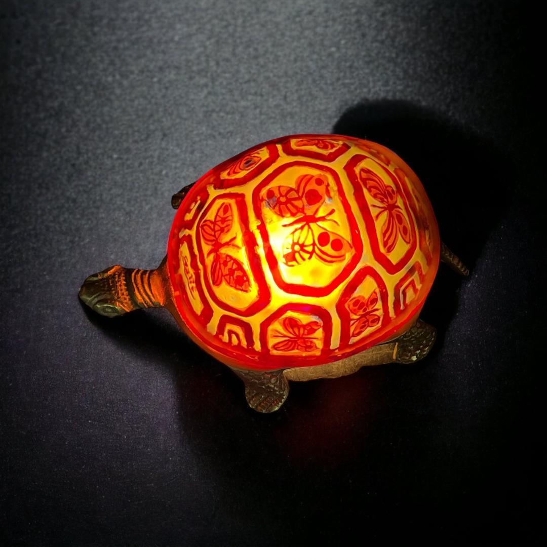 【証明書】エミールガレ　一灯ランプ 　亀紋　カメオ彫り　被せガラス　高さ10ｃｍ