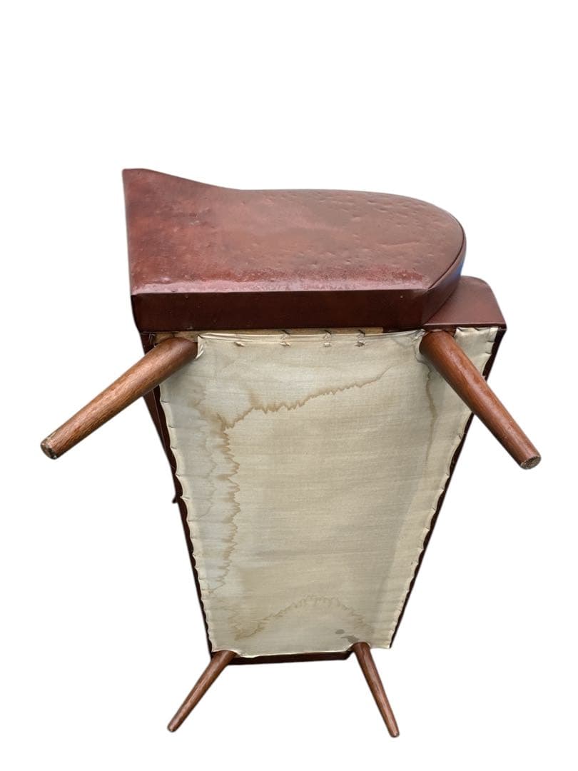 昭和レトロ　ワインレッド色　民芸風　2人掛けソファー