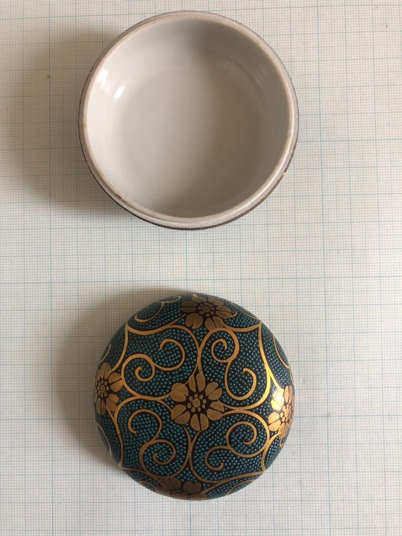 香炉　香合　風鎮　金彩　鉄仙　青粒　手描き　良山作　昭和当時物　陶磁器