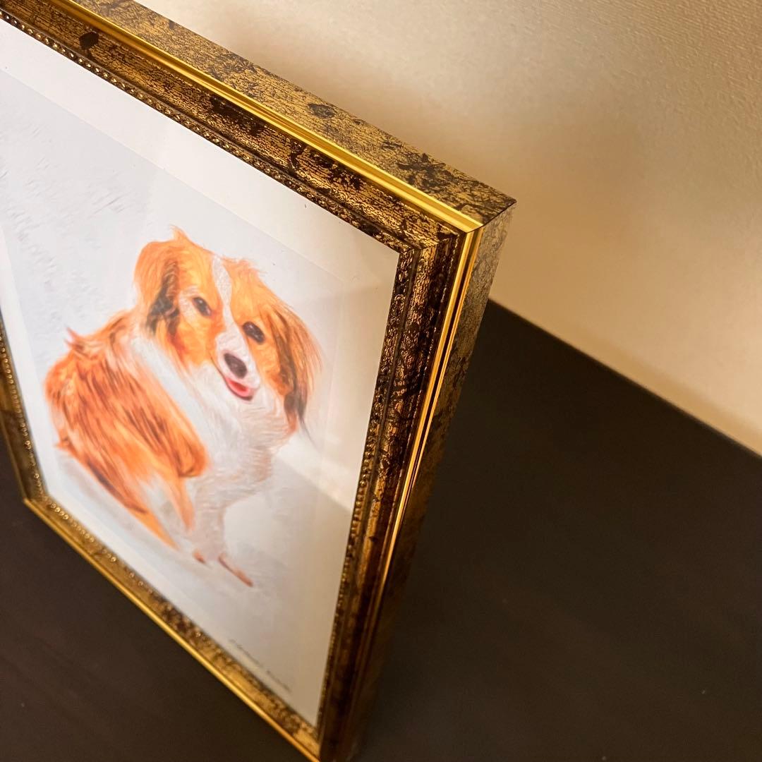 【コーイケルホンデュエ成犬】額装品　額縁寸法32.7㎝×24.0㎝×1.5㎝