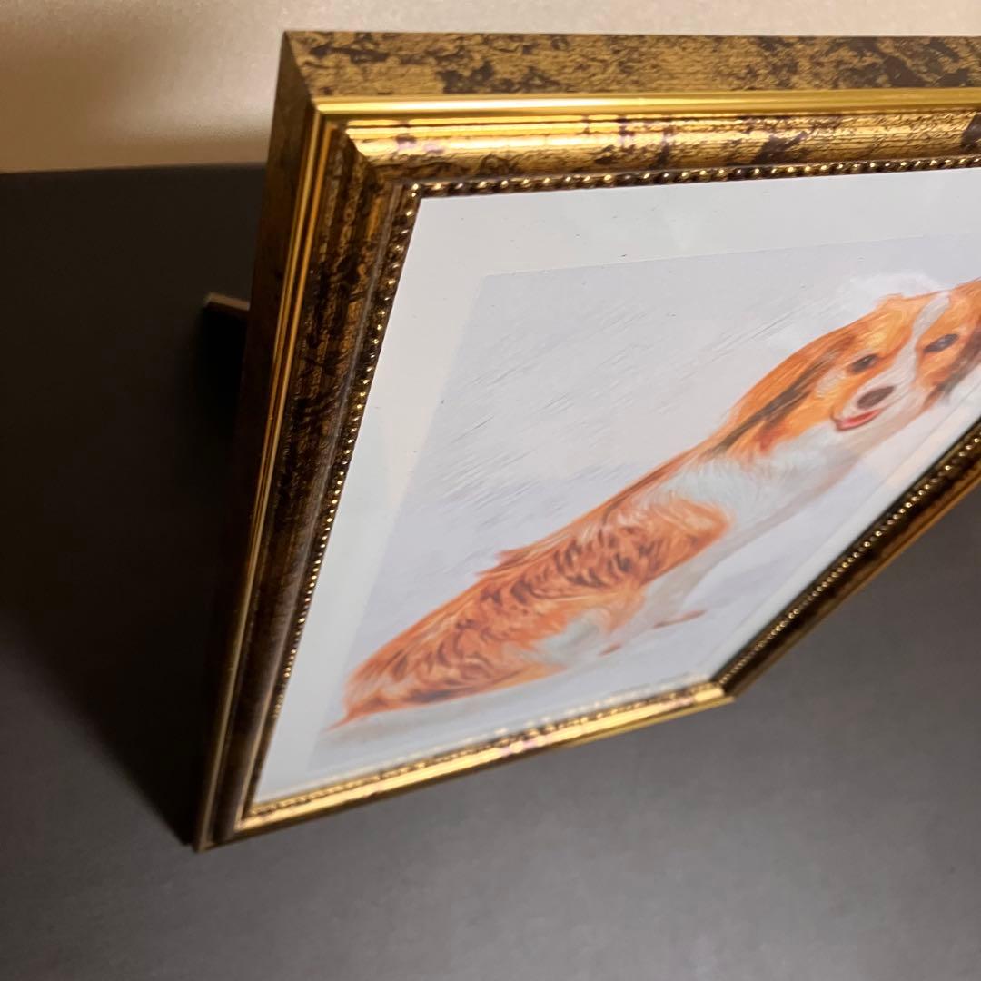 【コーイケルホンデュエ成犬】額装品　額縁寸法32.7㎝×24.0㎝×1.5㎝