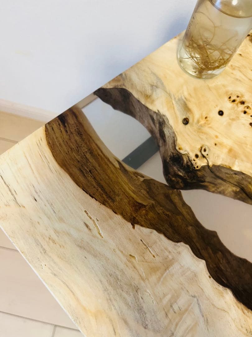 ポプラ　ソファテーブル　レジンテーブル　サイドテーブル　リバーテーブル