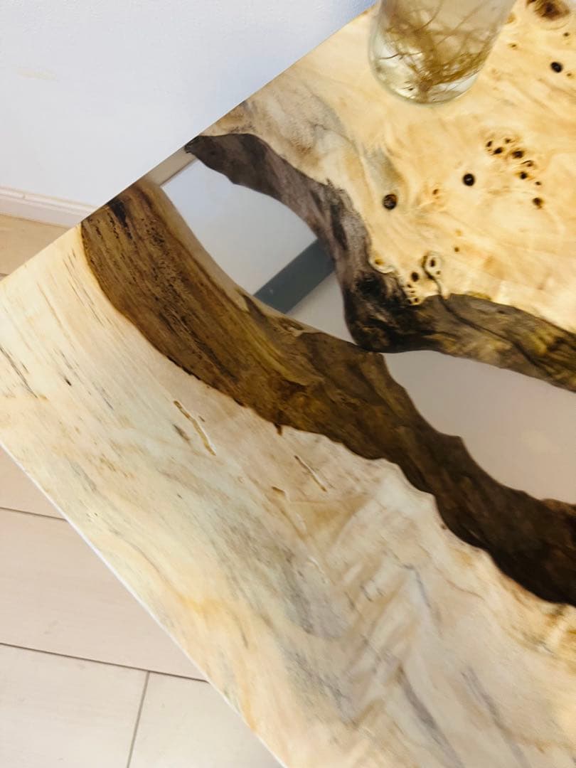 ポプラ　ソファテーブル　レジンテーブル　サイドテーブル　リバーテーブル
