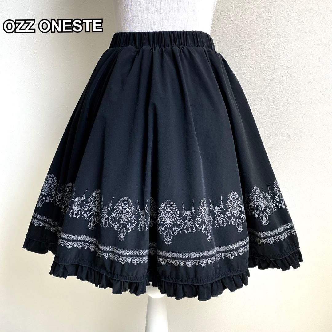 新品未使用OZZ ONESTEリバーシブルボリュームスカート　レース　フリル　黒