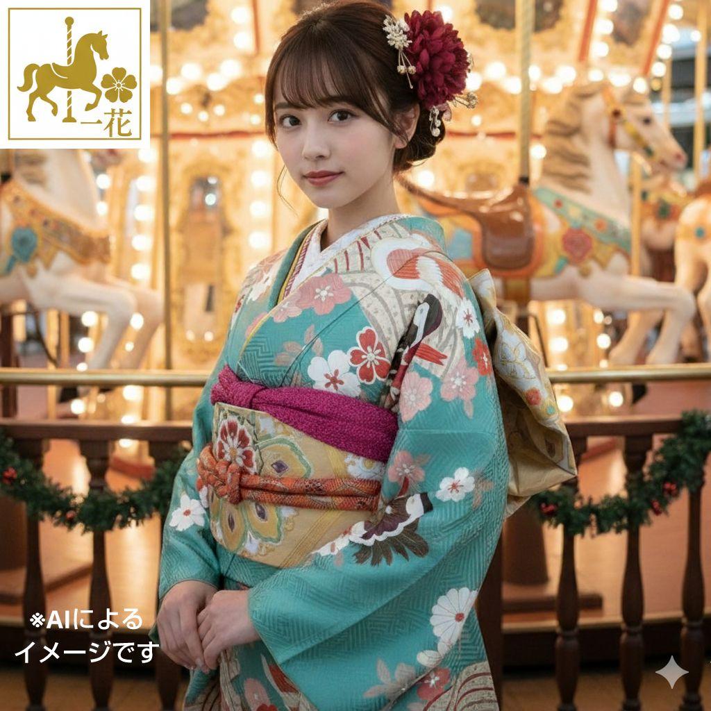 ナチ様　437.レトロ可愛い振袖8点セット　正絹　フルセット　成人式