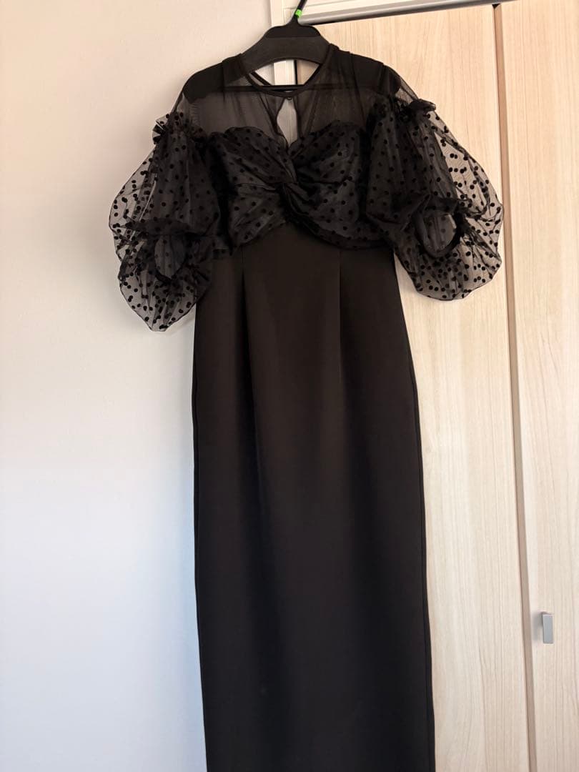 ドレス フロッキードットワンピース パーティードレス オケージョンドレス