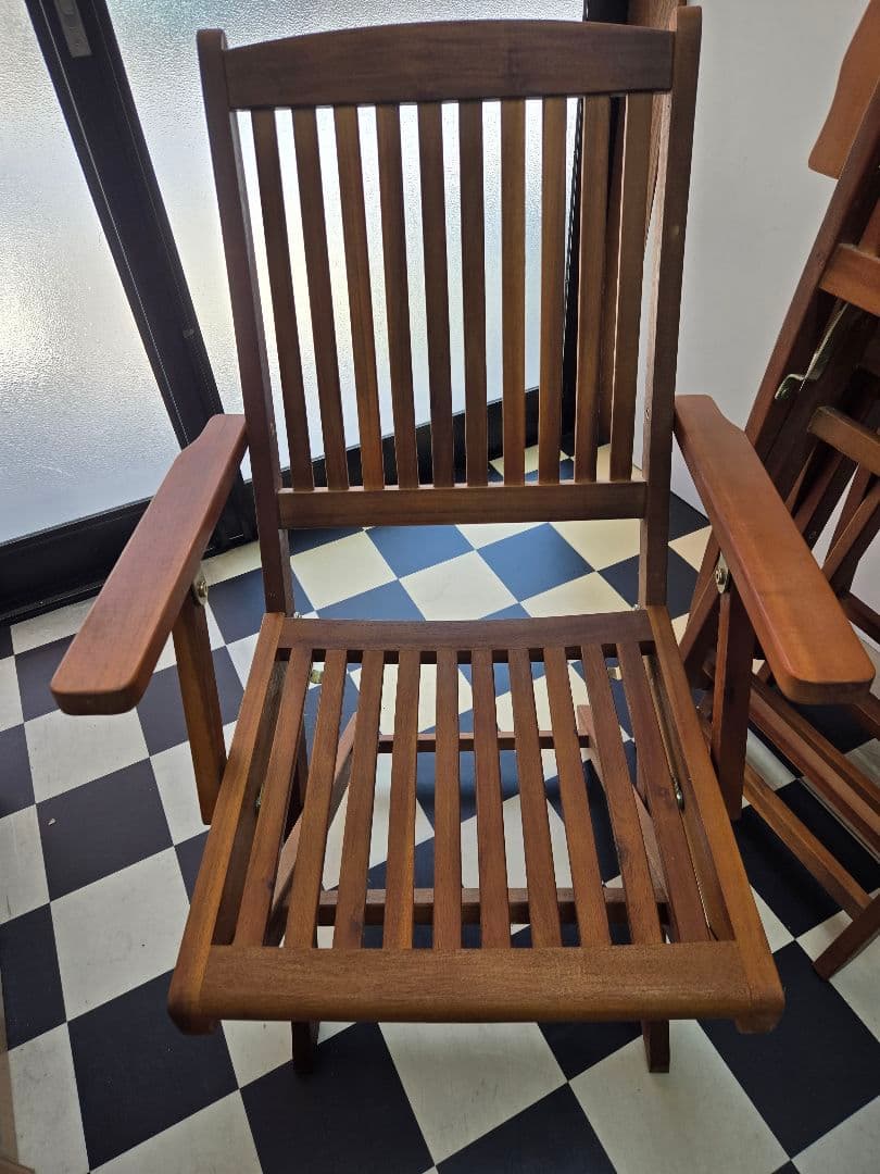 即日出荷 4個セット 木製スラットデザイン折りたたみ椅子 ガーデンチェア