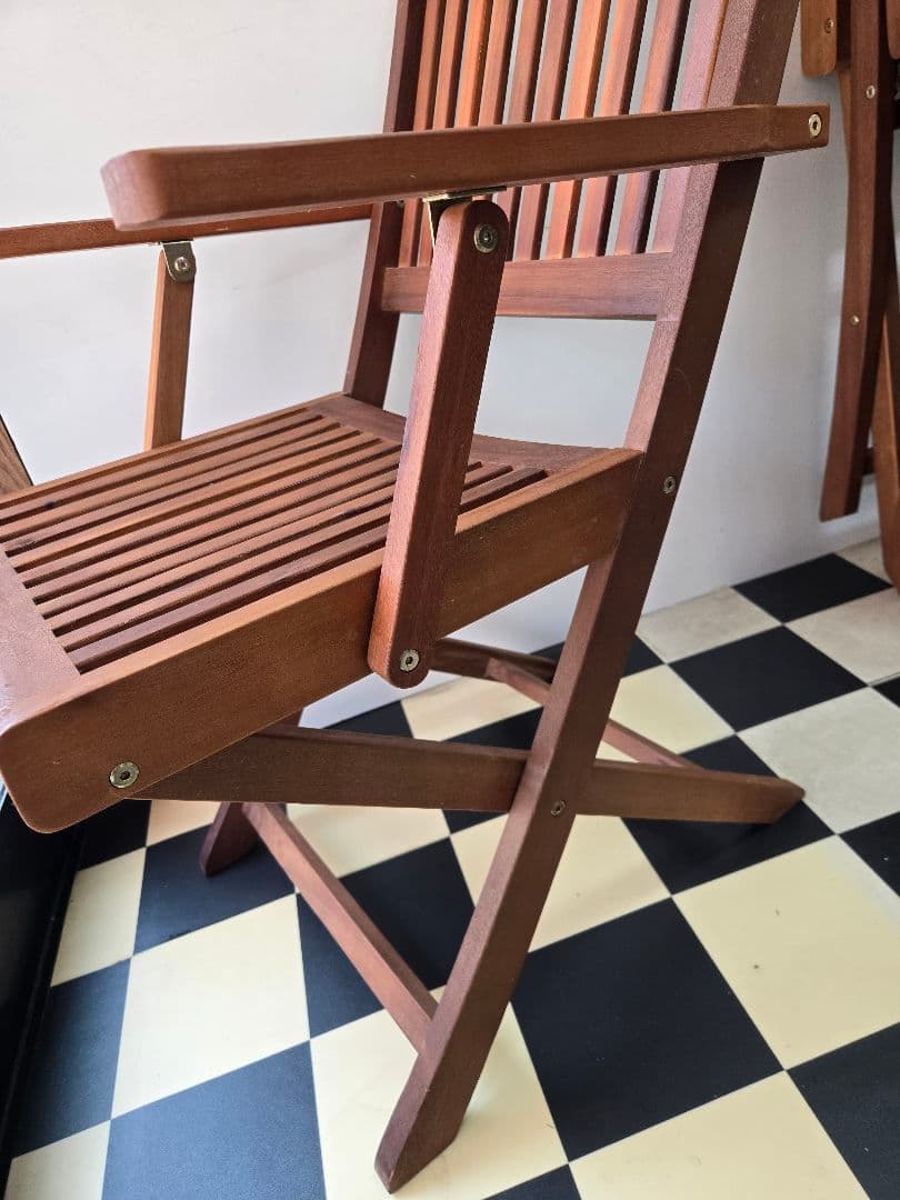 即日出荷 4個セット 木製スラットデザイン折りたたみ椅子 ガーデンチェア