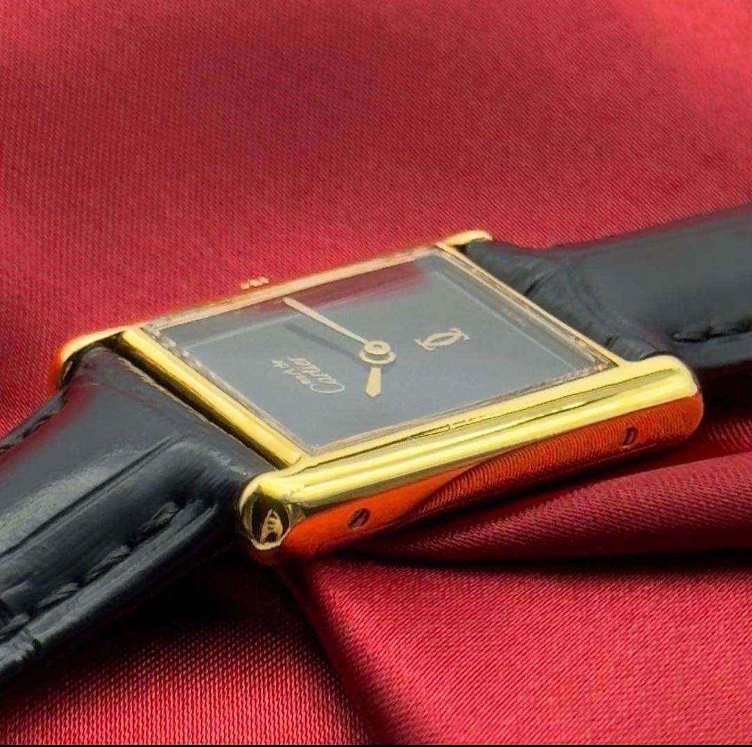 外装新品仕様 カルティエ マストタンクLM ブラック文字盤 手巻き A246