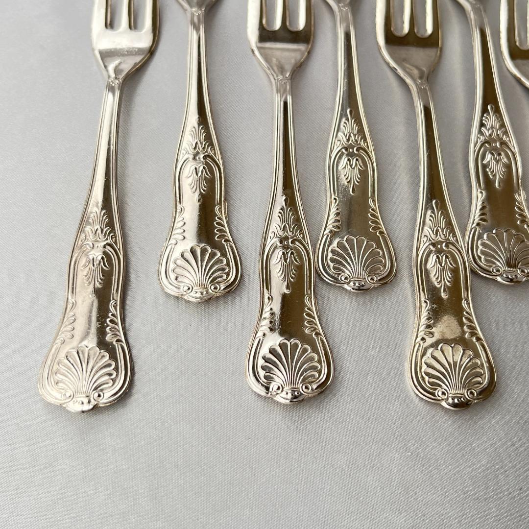 【英国】 キングスパターン ケーキフォーク 12本 【シルバープレート】