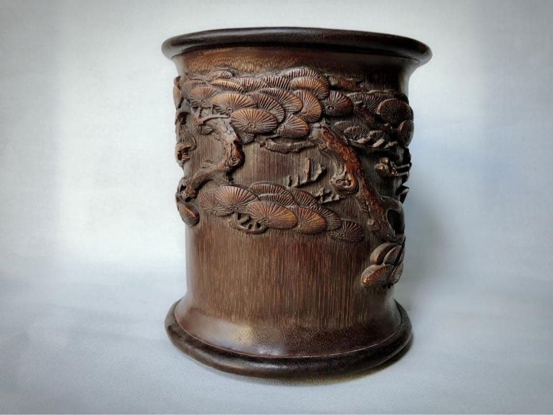 竹彫刻ペン立て