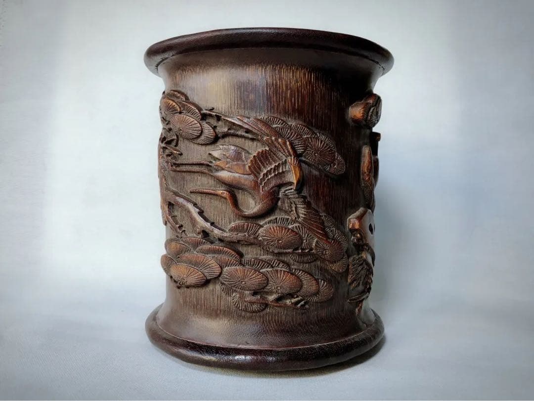 竹彫刻ペン立て