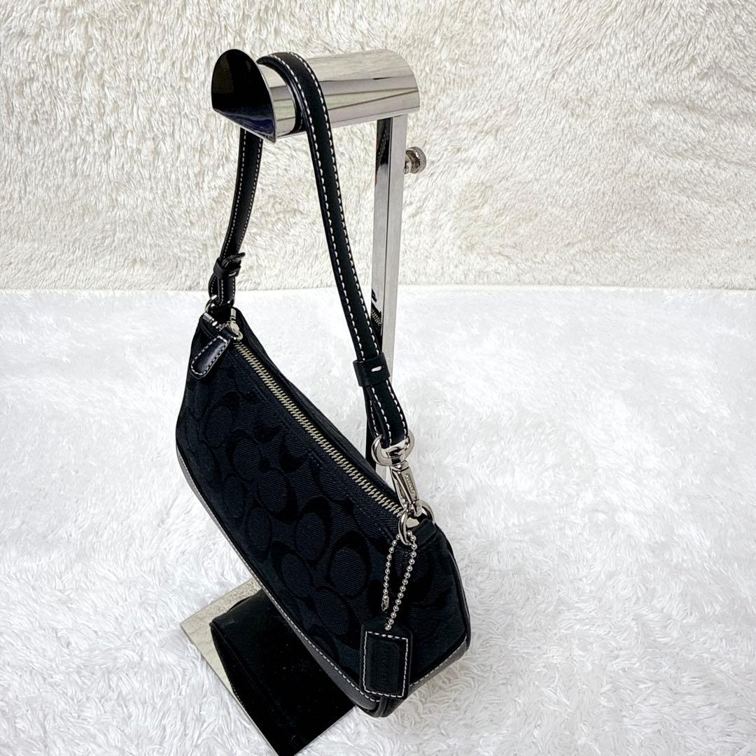 極美品✨コーチ アクセサリーポーチ キャンバス レザー ブラック シグネチャー