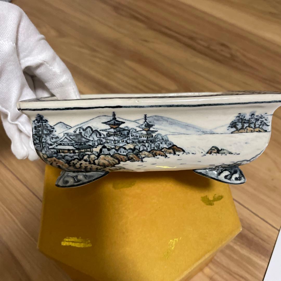 盆栽鉢　桑津香石　山野草　絵鉢