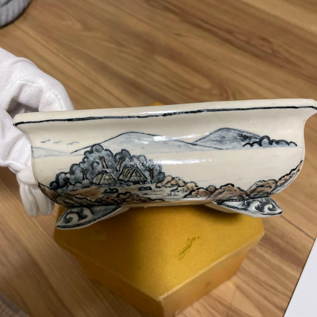 盆栽鉢　桑津香石　山野草　絵鉢