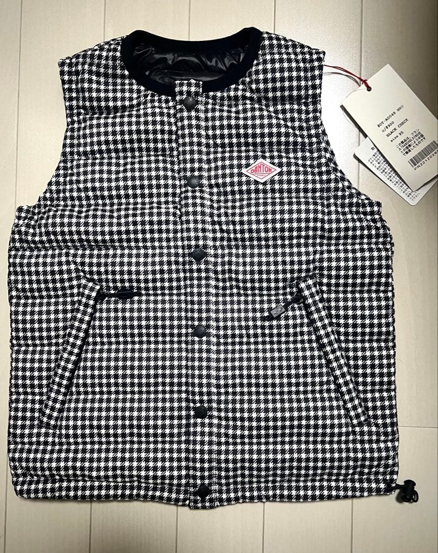 ダントン　チェック柄　ダウンベスト　95㎝　新品