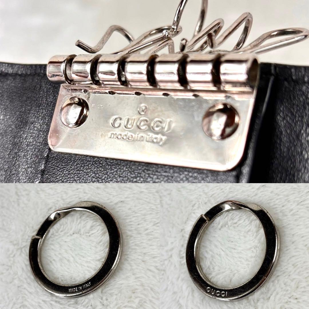 美品✨箱付き GUCCI グッチ 6連 キーケース シマ GG型押し ブラック