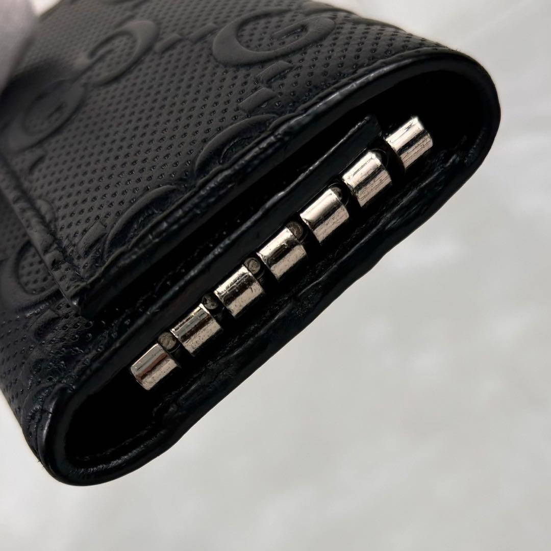 美品✨箱付き GUCCI グッチ 6連 キーケース シマ GG型押し ブラック