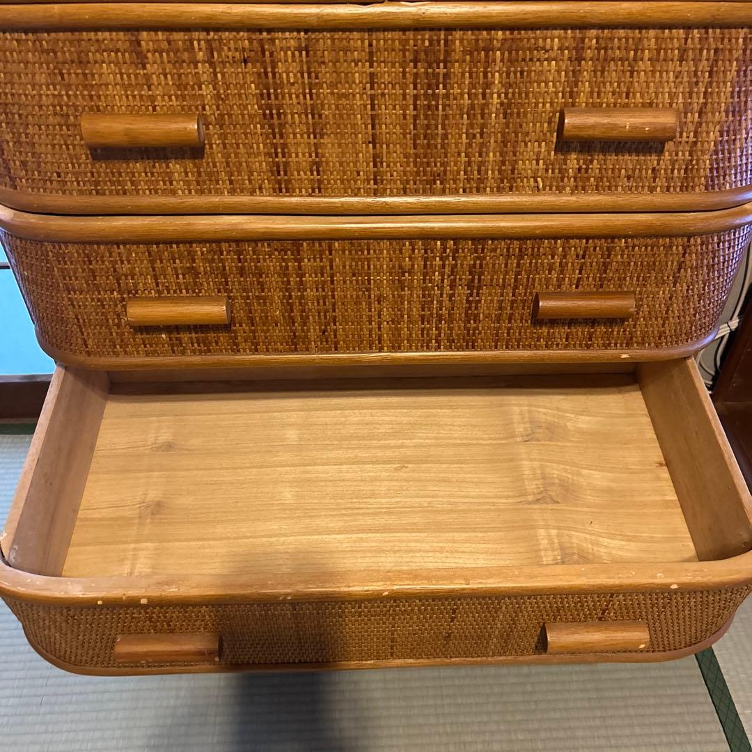 ラタン　家具　6段チェスト（タンス）　ヴィンテージ　昭和レトロ