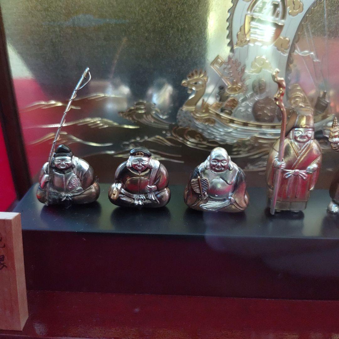 銀製置物、武比古作、縁起物七福神