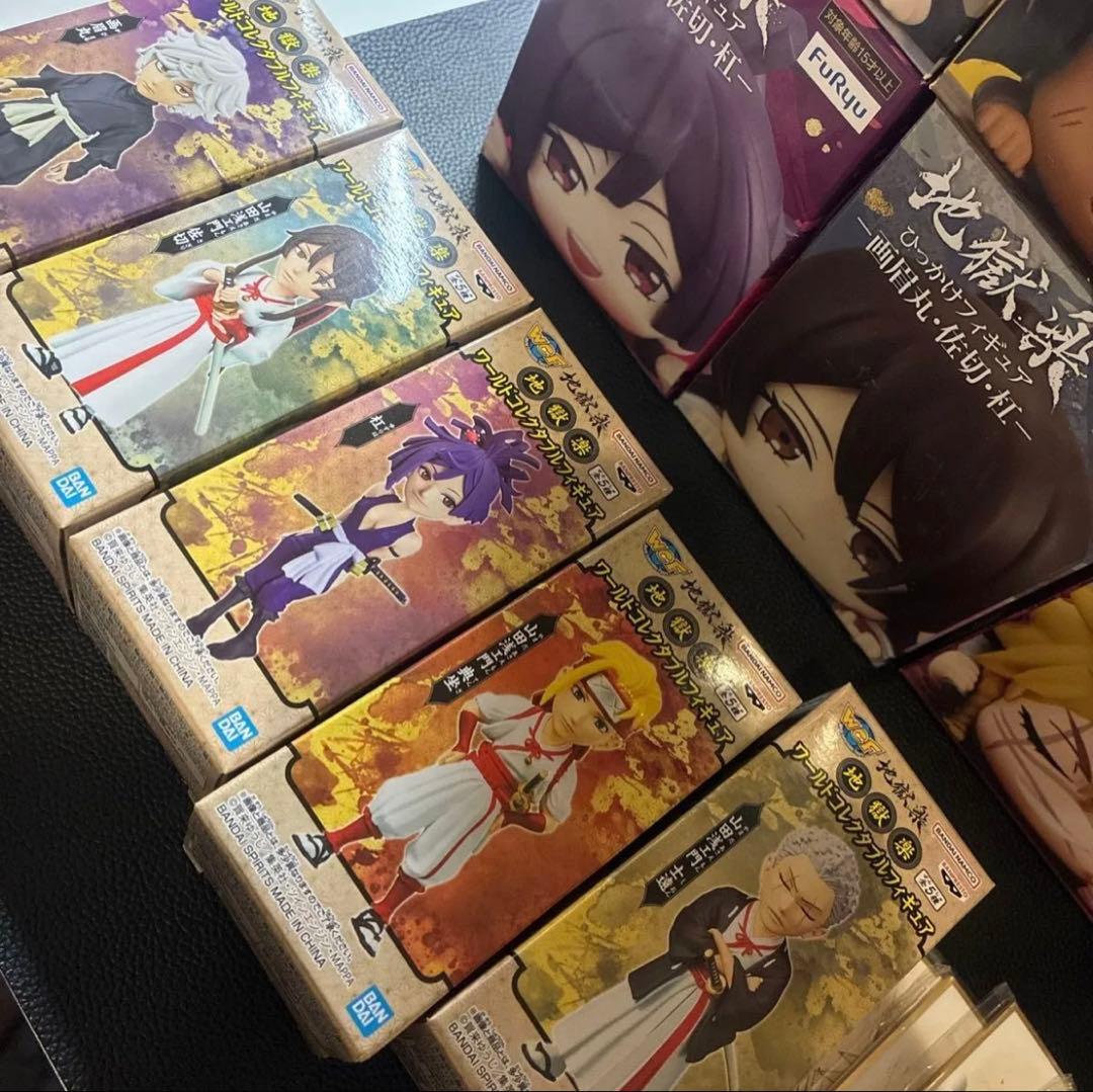 地獄楽フィギュアセット　ひっかけフィギュア ワーコレ　ミニ色紙　セット